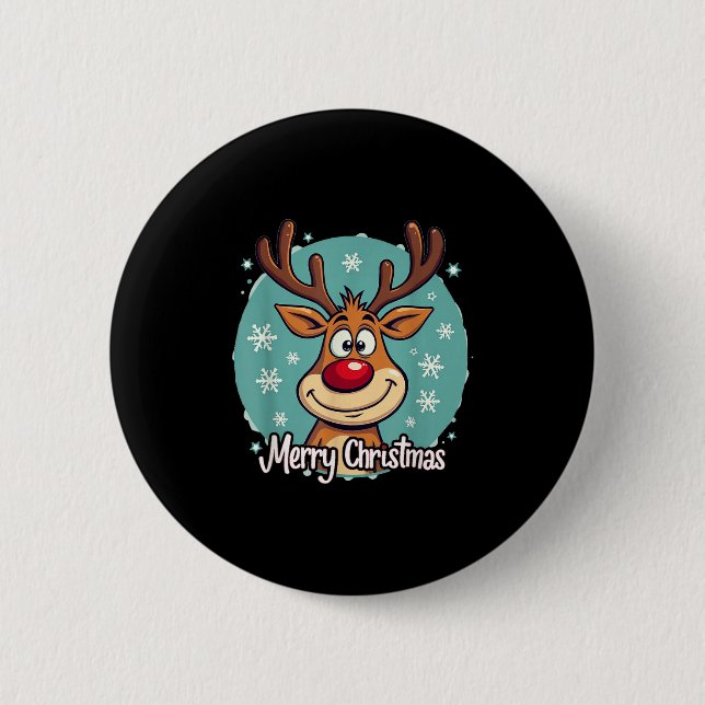 Red Nose Reindeer Funny Merry Christmas Men Women  Button (Vorderseite)