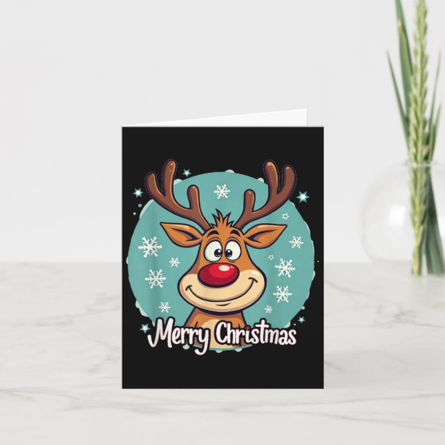 Red Nose Reindeer Funny Merry Christmas Men Women  Karte (Vorderseite)