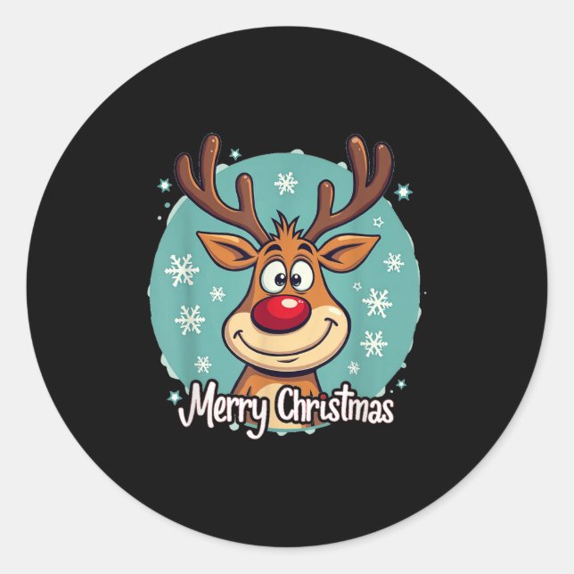 Red Nose Reindeer Funny Merry Christmas Men Women  Runder Aufkleber (Vorderseite)