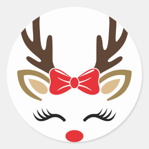 Red Nose Reindeer Runder Aufkleber