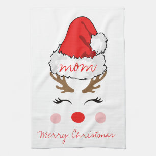 Red Nose Reindeer Santa's Hat frohe Weihnachts-Mam Geschirrtuch