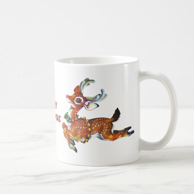 Red Nose Reindeer Vintage Kunst Kaffeetasse (Rechts)