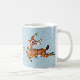 Red Nose Reindeer Vintage Kunst Tasse