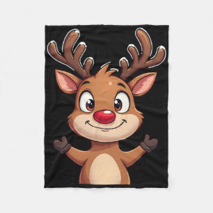 Red Nose Reindei Weihnachten Niedlicher Feiertag D Fleecedecke