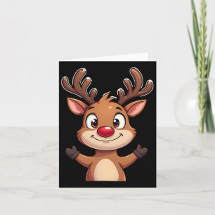 Red Nose Reindei Weihnachten Niedlicher Feiertag D Karte