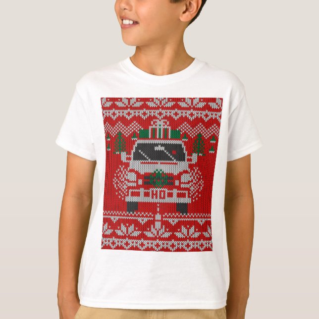 Red Nosed Holiday Road Driver Ugly Sweater Style T-Shirt (Vorderseite)