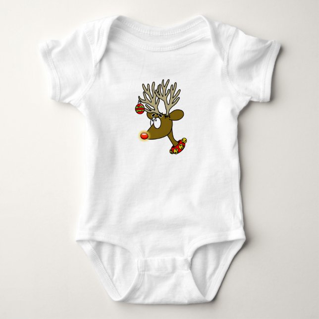 Red Nosed Reindeer Baby Strampler (Vorderseite)