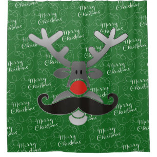 Red Nosed Rudolph mit Mustache + Ihre Idee Duschvorhang