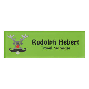 Red Nosed Rudolph mit Mustache + Ihre Idee Namenschild