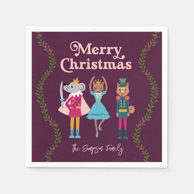 Red Nutcracker Ballet Weihnachten Serviette (Vorderseite)
