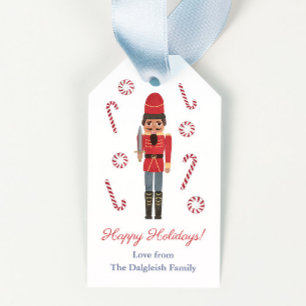 Red Nutcracker Happy Holidays Geschenkanhänger