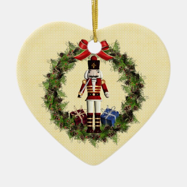 Red Nutcracker Kranz Herzdekoration Keramik Ornament (Vorne)