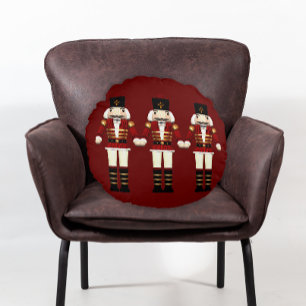 Red Nutcracker und Reindeweihnachtsfest Rundes Kissen