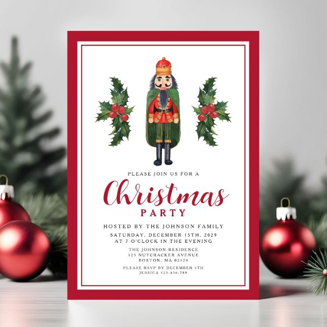 Red Nutcracker Weihnachts-Party Einladung (Red Nutcracker Christmas Party Invitation
)