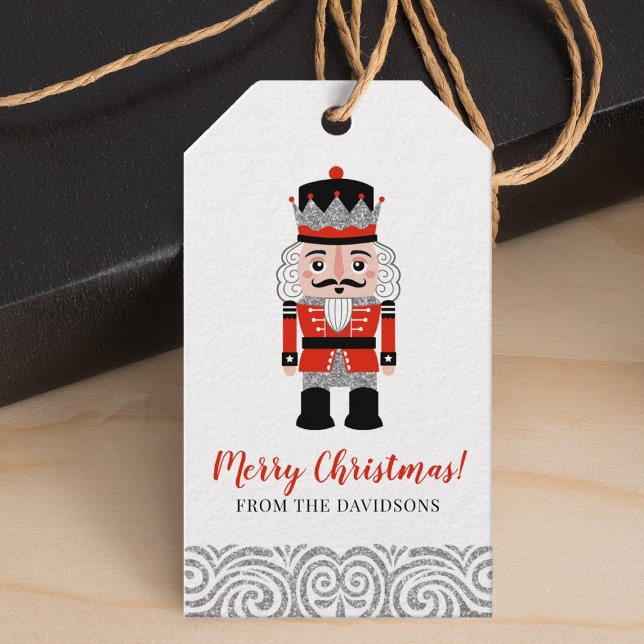 Red Nutcracker Weihnachtsfeiertag Geschenkanhänger (An elegant Christmas nutcracker gift tag for your holiday packages)