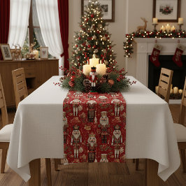 Red Nutcrackpattern Weihnachten Kurzer Tischläufer