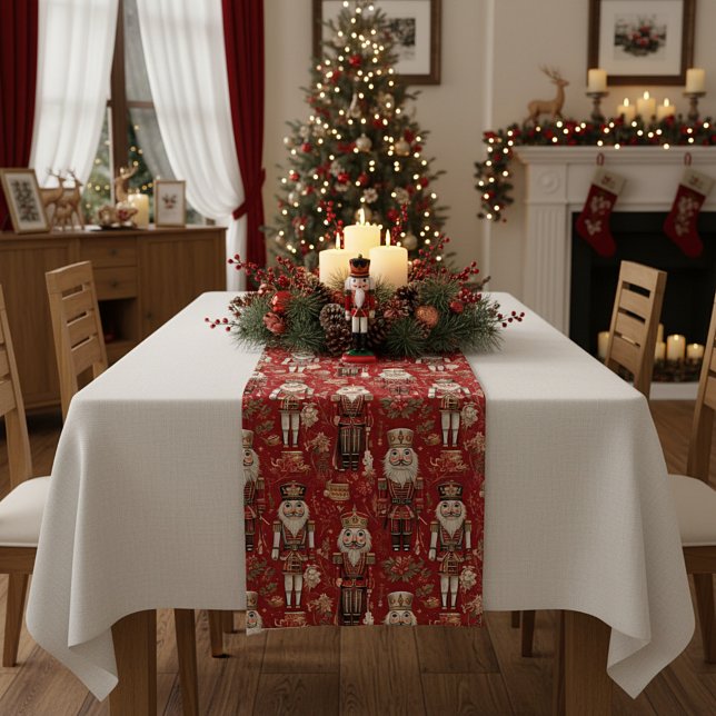 Red Nutcrackpattern Weihnachten Kurzer Tischläufer (Von Creator hochgeladen)