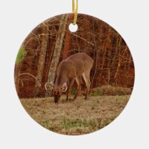 Red Oak Camouflage Stag Buck Deer Fütternd Keramikornament