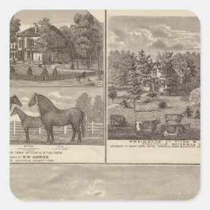 Red Oak Farm & Residence, Centre Tp Quadratischer Aufkleber