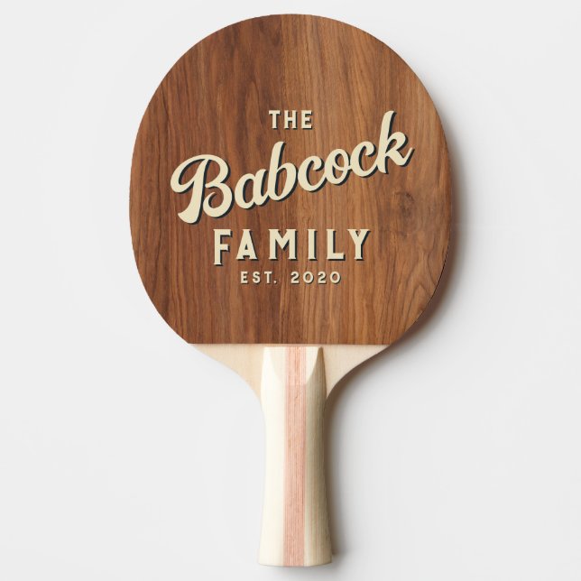 Red Oak Wood Retro Family Name & Year Tischtennis Schläger (Vorderseite)