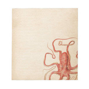 Red Octopus Age Sepia Steampunk Notizblock