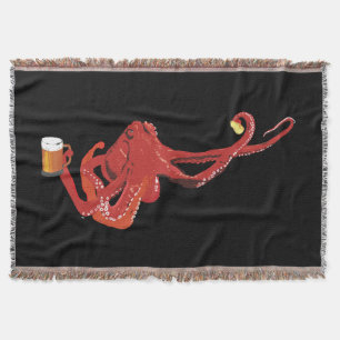 Red Octopus Beer Lover Decke