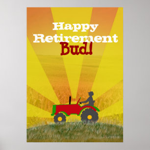 Red oder Green Tractor Retirement Poster