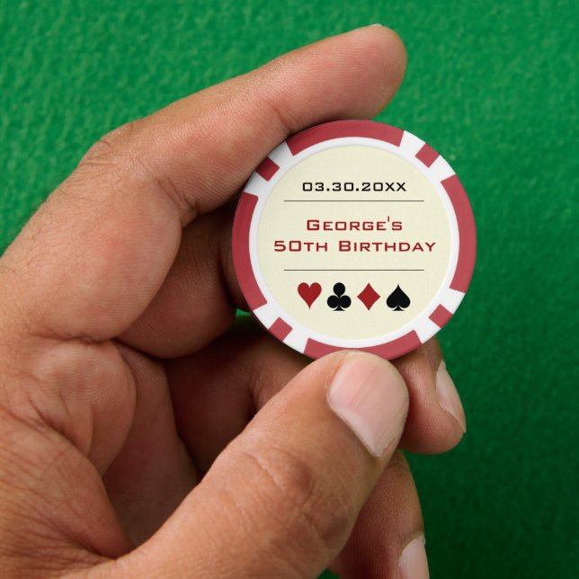 Red Off-White Las Vegas Casino Poker Pokerchips (Hand)