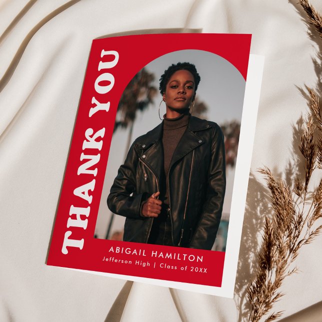 Red Offset Arch 4 Foto Abschluss Dankeskarte (Von Creator hochgeladen)