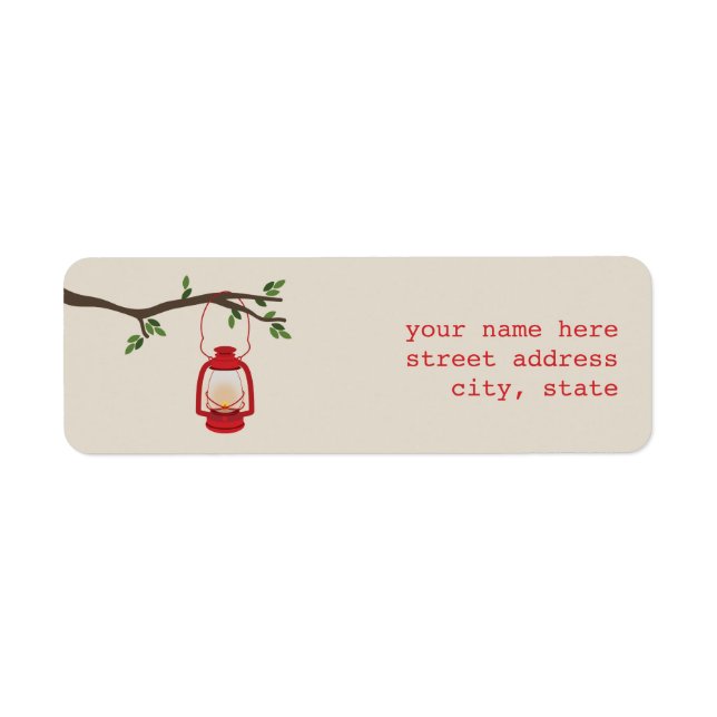 Red Oil Lantern Camping Address Label (Vorne)