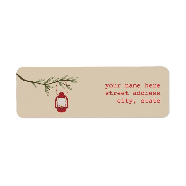Red Oil Lantern Evergreen Tree Address Label (Vorne)