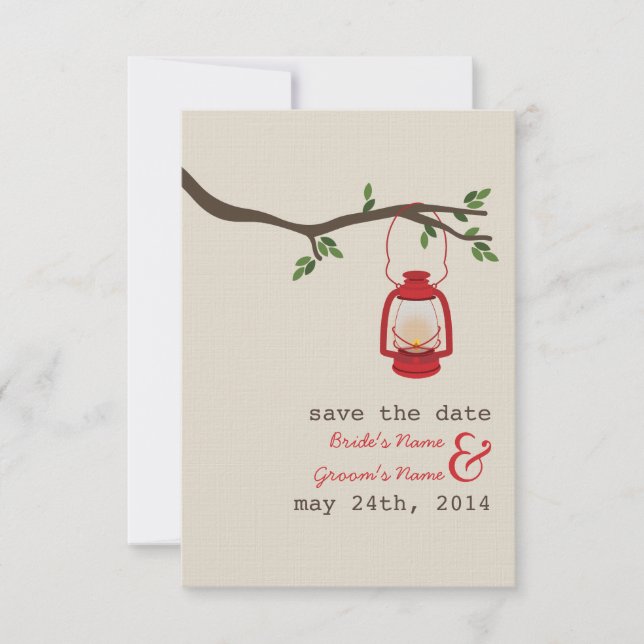 Red Oil Lantern Outdoor Wedding rettet das Datum Save The Date (Vorderseite)