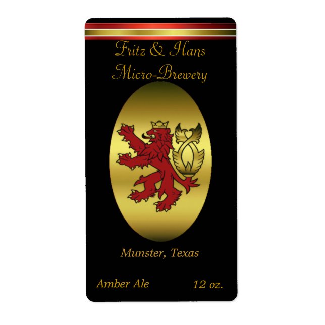 Red Old World Lion Zuhause Made Beer Labels (Vorne)