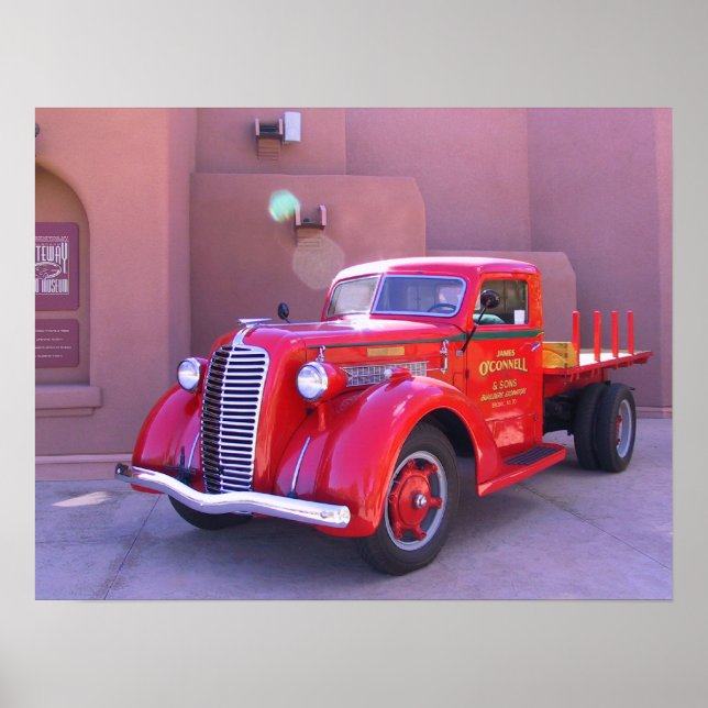 Red Oldtimer Truck Poster (Vorne)