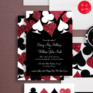 Red on Black Imitats Glitzer Las Vegas Wedding Einladung