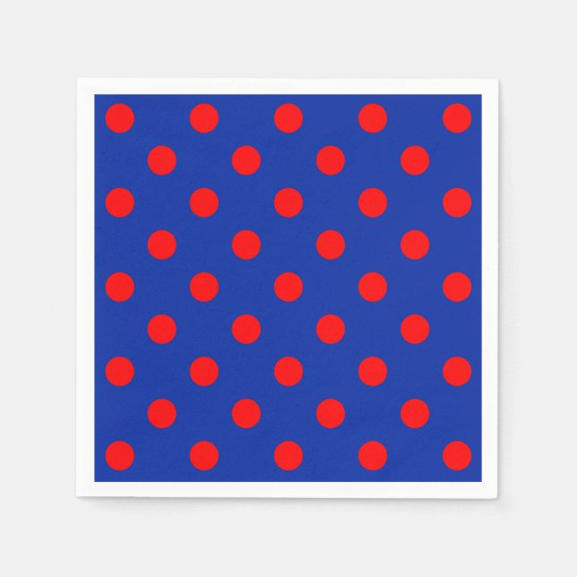 Red On Blue Polka Dots Design Serviette (Vorderseite)
