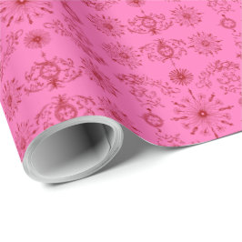 Red on Pink Motif Wrapping Paper Geschenkpapier