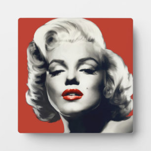 Red on Red Lips Marilyn Fotoplatte