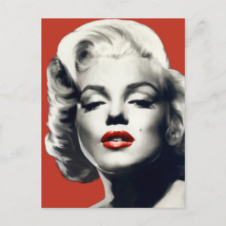 Red on Red Lips Marilyn Postkarte