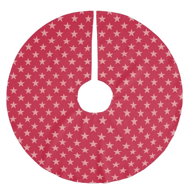 Red on Red Stars - Weihnachtsbaumrock Polyester Weihnachtsbaumdecke (Vorderseite)