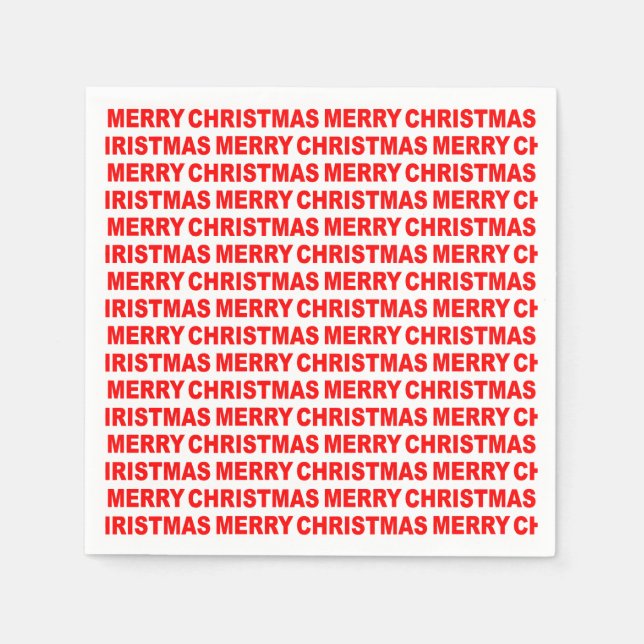 Red on White Christmas Typografy Paper Napkin Serviette (Vorderseite)