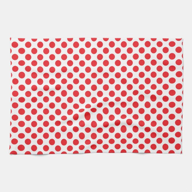 Red on White Polka Dot Geschirrtuch (Horizontal)