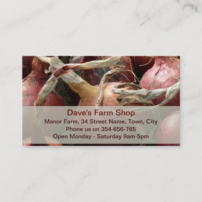 Red Onions Food Business Card Visitenkarte (Vorderseite)