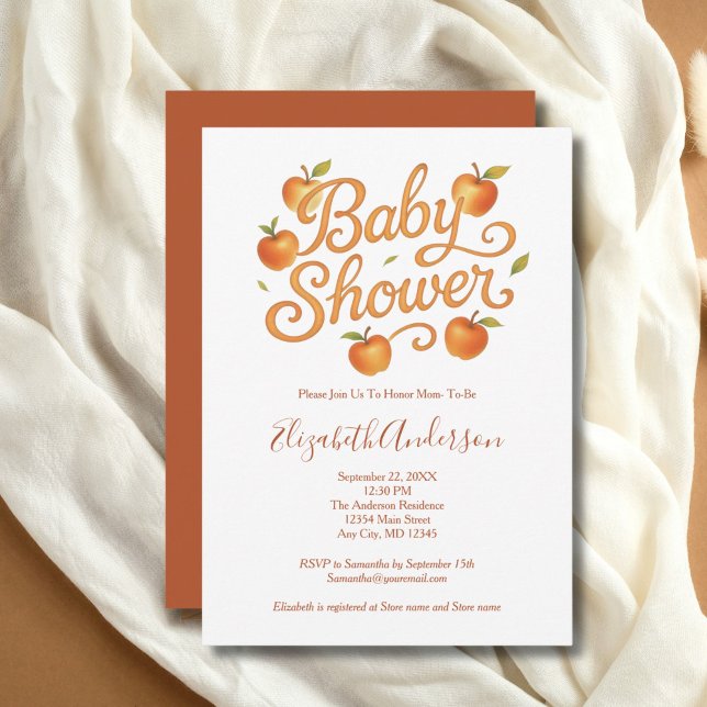 Red Orange Apples Baby Baby Baby Baby Boy Baby Dus Einladung (Red Orange Apples Gender Neutral Baby Girl Boy Baby Shower Invitation, Printed or Digital Download)
