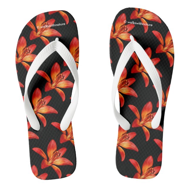 Red Orange Asiatic Lilies Gran Paradiso Flip Flops (Fußbett)