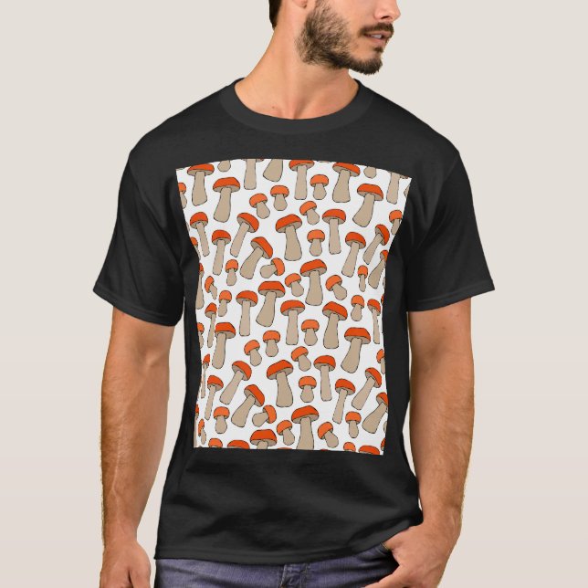 Red Orange Aspen Mushrooms Muster T-Shirt (Vorderseite)