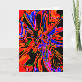 Red-Orange Black Blue Abstrakte Blume Design Karte