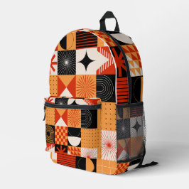 Red Orange Black Geometric Bag Bedruckter Rucksack