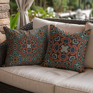 Red Orange Blue Aqua Angesagte Orientalische Kunst Kissen