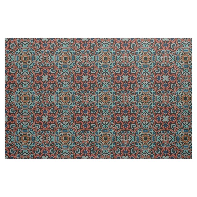 Red Orange Blue Aqua Angesagte Orientalische Kunst Stoff (Fat Quarter (45,7 x 55,9 cm))